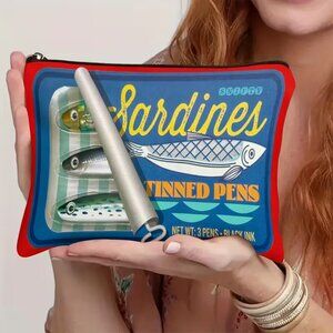 Blue “Can of Sardines” Cosmetic Bag BRAND-NEW & SO CUTE!‎